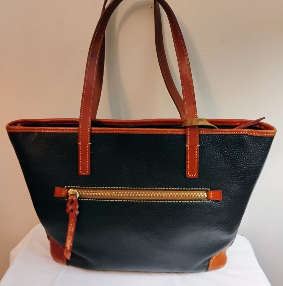 Dooney & Bourke Black and Brown Leather Shopper Tote - Picture 3 of 5